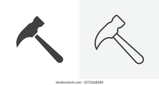 Hammer icons. flat and line style set