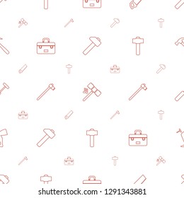 hammer icons pattern seamless white background. Included editable line hummer, saw, toolbox, garden hammer, medical hammer, knee reaction check icons. icons for web and mobile.