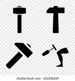 Hammer icons set. set of 4 hammer filled icons 