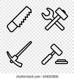Hammer icons set. set of 4 hammer outline icons such as saw, auction hummer, wrench hummer