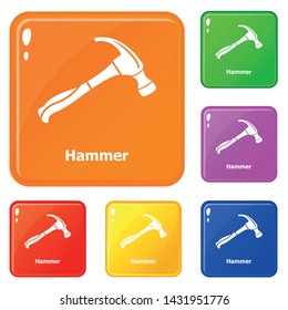 Hammer icons set collection vector 6 color isolated on white background