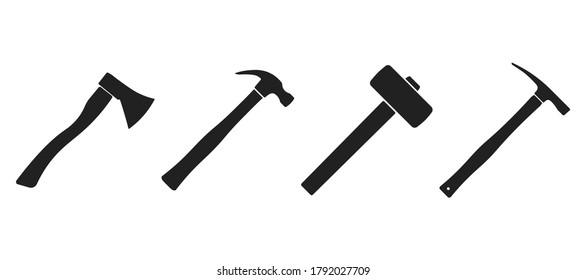Hammer icons set isolated on white background. Vector illustration.