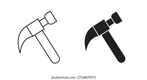 Conjunto de iconos de martillo aislados sobre fondo blanco Ilustración vectorial plana.
