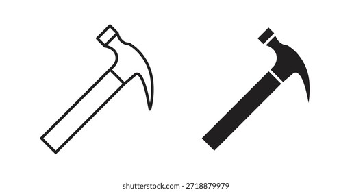 Conjunto de iconos de martillo aislados sobre fondo blanco Ilustración vectorial plana.