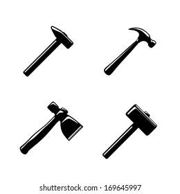 Hammer icons set isolated vector illustration
