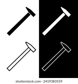 Iconos de martillo. Símbolo de construcción o creación. Herramienta de construcción.