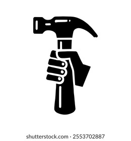 Hammer icons symbol vector. hammer, icon, house, vector, business, logo, design, isolated, art, illustration, construction, home, building, work, hands, character, cute, graphic, metal, drawing, tool