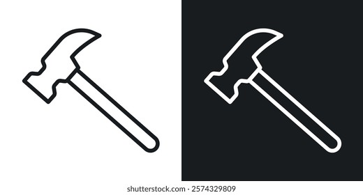 Hammer icons in thin black and white stroke liner style