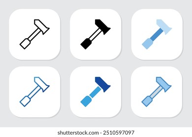 hammer icons with various design styles	