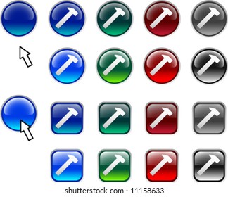 A lot of Hammer icons. Vector illustration.