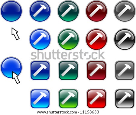 A lot of Hammer icons. Vector illustration.