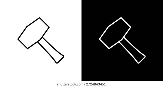 Hammer-Symbole, Vektor.Bearbeitbarer Strich.lineares Formatzeichen