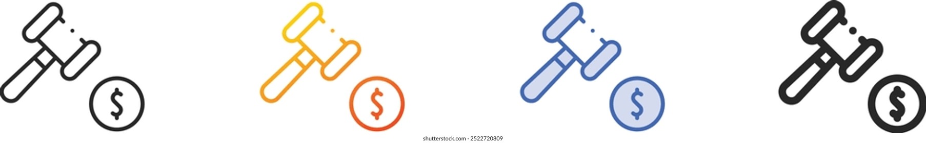 hammer icon.Thin Linear, Gradient, Blue Stroke and bold Style Design Isolated On White Background