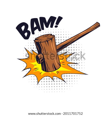 hammer illustration art created with comic design concept