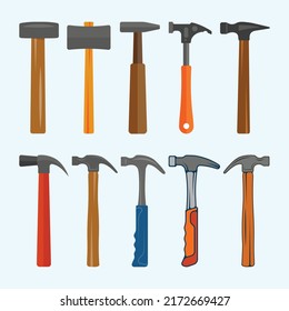 Hammer Illustrations- und Clipart Art Design Kollektion mit einfachem Farb- und Premium-Vektorgrafik mit Hammer Art, kostenloser bearbeitbarer Datei. 