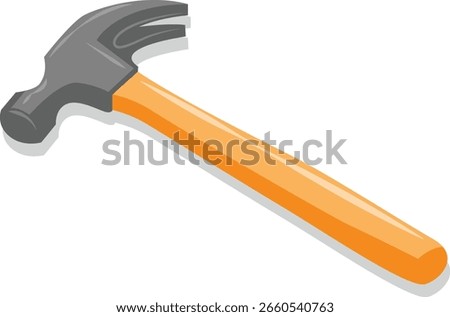 hammer illustration, home tools vector, nail punch and puller, simple design, shaded, long handle, cartoon style, editable, sticker, icon, emote, single object 