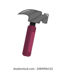 Hammer illustration with pink handle suitable for construction, carpentry, home improvement, repair, renovation, tools, and workshop concepts