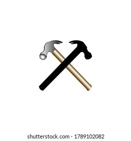 Hammer illustration. Sign for online store and website interface, application. Professional and home repair tool icons. Set for construction stores.