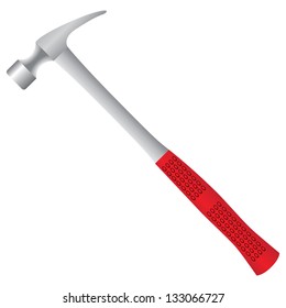 Hammer - Industrial tool with rubberized metal handle. Vector illustration.