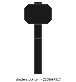 Hammer Industry Tool Equipment Vector Icon Solid Black Illustration. Isolated White Repair Construction Steel Hardware