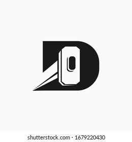 
Hammer inside shape similar to the letter D. Isolated vector illustration Logotype