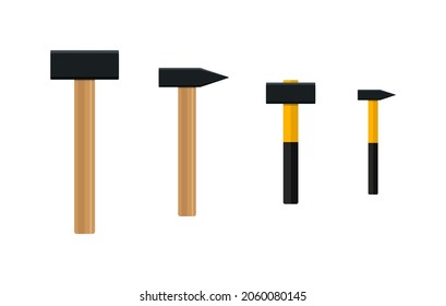 Hammer. Iron Sledge With Wooden Handle. Big Sledgehammer. Icon Of Tool. Mallet For Carpenter, Repair And Mason. Hammer For Construction Of House. Illustration For Building. Sledge Isolated. Vector.