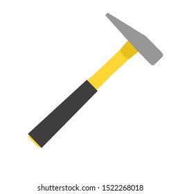 Hammer isolated. Flat design icon vector illustration.