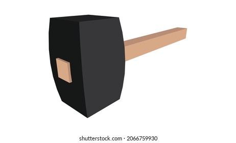 Hammer isolated on the white background, hammer with wooden handle, vector illustration