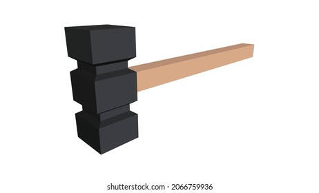 Hammer isolated on the white background, hammer with wooden handle, vector illustration