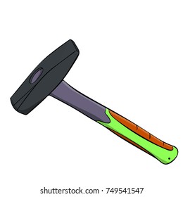 hammer isolated on white background color in cartoon style eps10 vector illustration