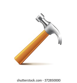 Hammer isolated on white photo-realistic vector illustration