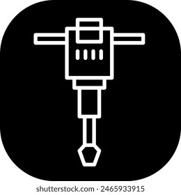 Hammer jack construction machinery with black filled line outline style. jack, construction, work, equipment, jackhammer, hammer, demolition. Vector illustration