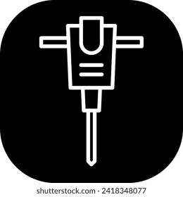Icono de la industria minera de jack martillo con estilo de contorno de línea rellena de negro. jack, jackhammer, construcción, equipo, trabajo, martillo, industria. Ilustración vectorial