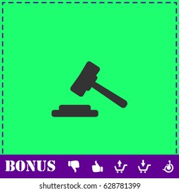 Hammer judge icon flat. Simple vector symbol and bonus icon