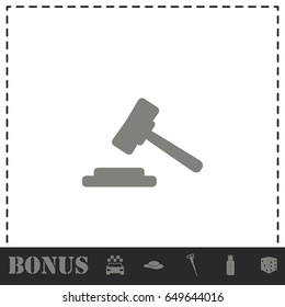 Hammer judge icon flat. Simple vector symbol and bonus icon