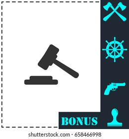 Hammer judge icon flat. Simple vector symbol and bonus icon