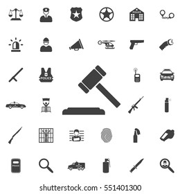 Hammer judge icon. Police set of icons