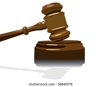 Hammer of the judge on a white background