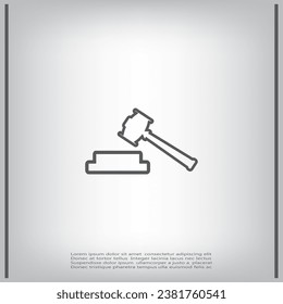 Hammer judge vector flat icon illustration.