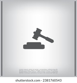Hammer judge vector flat icon illustration.