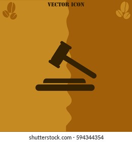 Hammer judge vector  icon. Coffee symbol background.