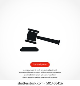 Hammer judge vector icon, flat design best vector icon