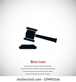 Hammer judge vector icon, flat design best vector icon