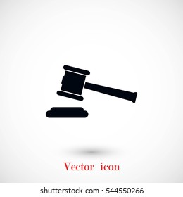 Hammer judge vector icon, flat design best vector icon