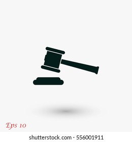 Hammer judge vector icon, flat design best vector icon