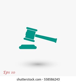 Hammer judge vector icon, flat design best vector icon