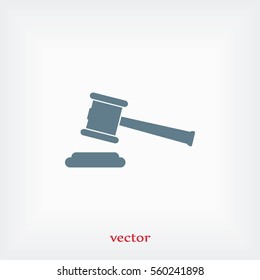 Hammer judge vector icon, flat design best vector icon