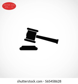Hammer judge vector icon, flat design best vector icon