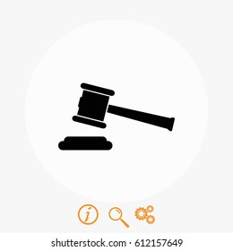 Hammer judge vector icon, flat design best vector icon