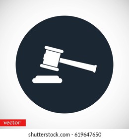 Hammer judge vector icon, flat design best vector icon